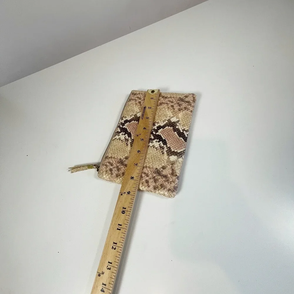 Madewell Womens The Leather‎ Pouch Clutch Snakeskin M Zip Inner Pocket Cards